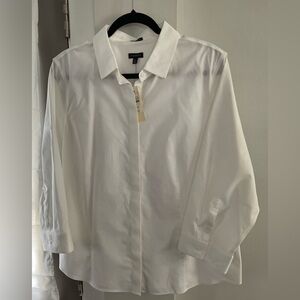 Talbots white button down wrinkle resistant shirt 18